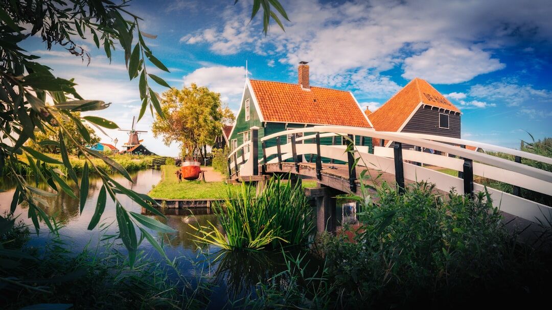 old dutch windmill landscape